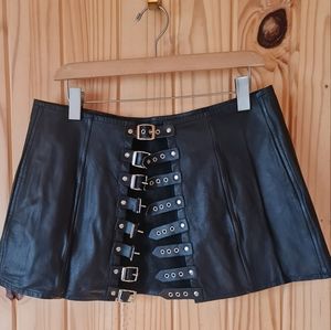 Leather Buckle Skirt Sexy Goth Costume Adjustable Sizing Black